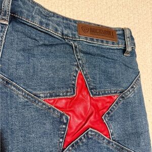 Rock & Roll Women's Blue Jean Shorts with Red Star